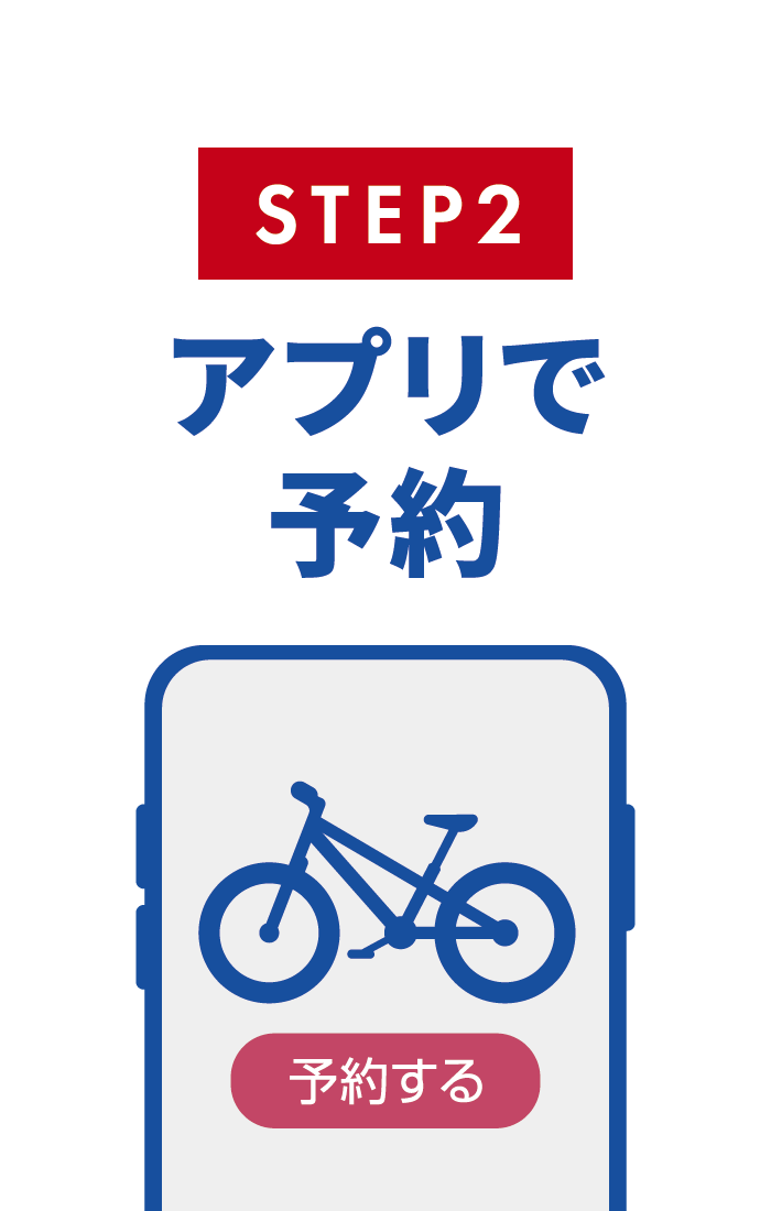 Step2アプリで予約 和泉市のレンタルサイクル